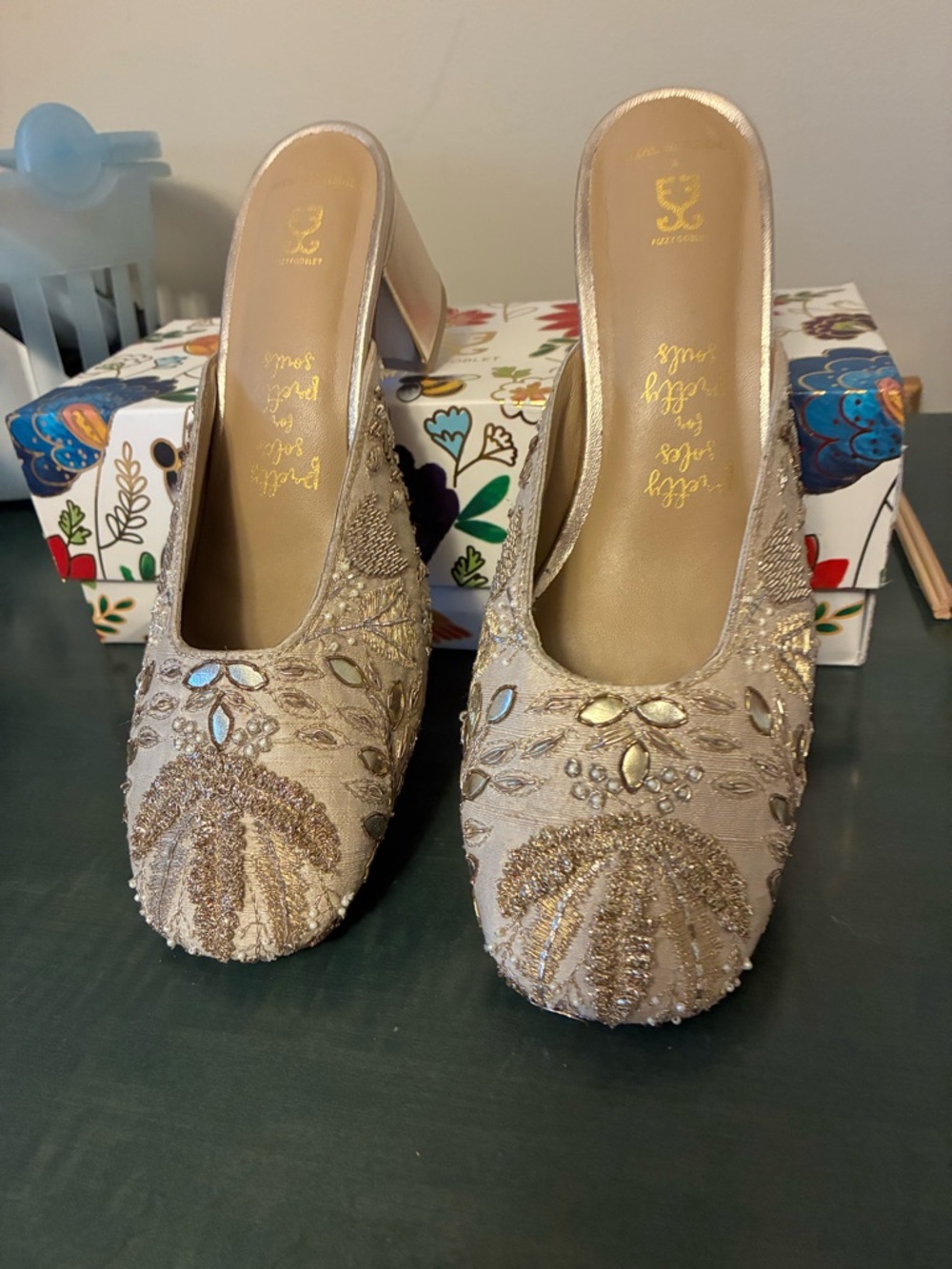 Woven Slip-On Flats in Natural Beige